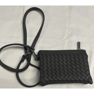 Charming Charlie Charcoal Gray 3 Compartment Purse Cross Body Long Strap Bag